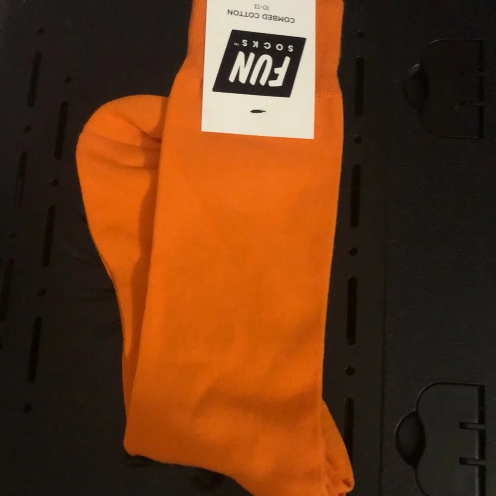 Fun Socks Men’s Orange Combed Cotton Crew Socks